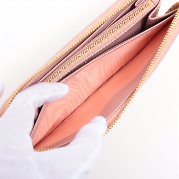 SOLD OUT Prada Saffiano Metal 1ML506 Leather Round-Zip-Wallet Pink - Picture 7 of 9